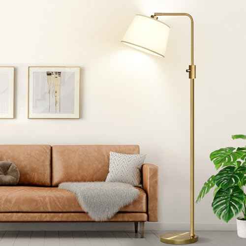 Nintiue Dimmable Floor Lamp, 1000 LM LED Edison Bulb Included, Arc Floor Lamps for Living Room Modern Standing Lamp Tall Lamps for Living Room Bedroom-Brass