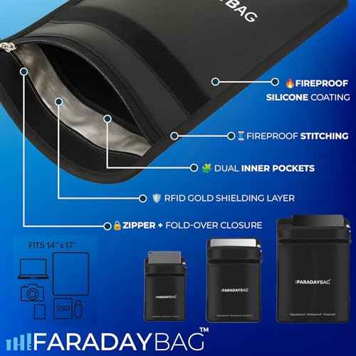4 Pack ? Fireproof and Waterproof Large Faraday Bags for Phones, Key Fob, Cash, Laptop & RFID Blocking Pouch Set