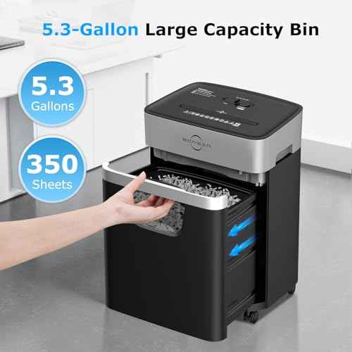 BONSEN 14-Sheet Paper Shredder for Home Office, Heavy Duty Cross Cut Shredder with 5.3 Gal Pullout Bin, Quiet Shredder for CDs/Credit Card/Staple, P-4 Security, Anti-Jam System