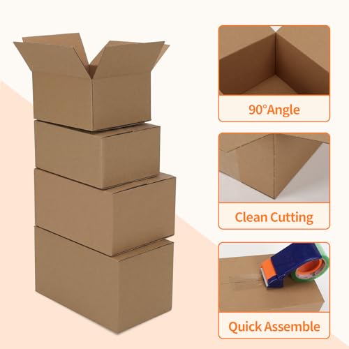 Hoikwo 40 Pack Assorted Brown Shipping Boxes 8x6x4 to 11x6x6 - Bulk Moving & Storage Containers