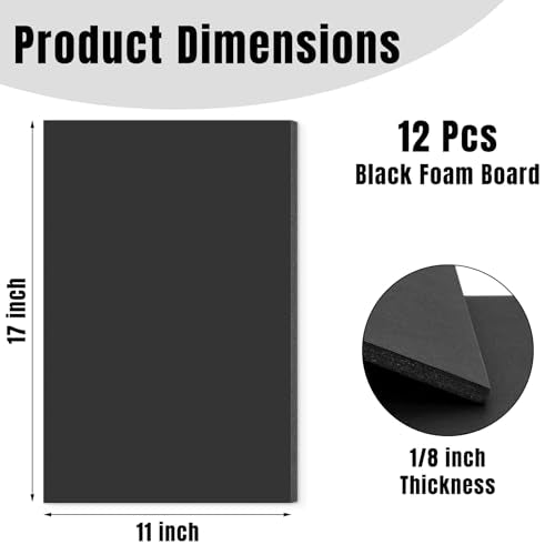 Golden State Art Foam Core Board 11x17 Black - 1/8 inch Thick, Pack of 12