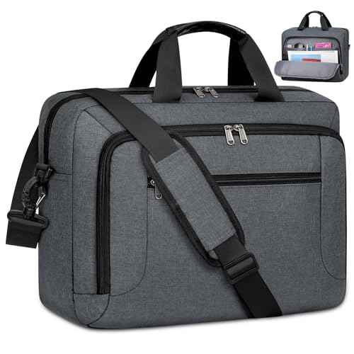 Dakuly Laptop Bag 17.3 Inch Laptop Briefcase Large Waterproof Laptop Case for Men Women Business Office Work Computer Bag 17 Inch Adjustable Shoulder Messenger Bag, Grey