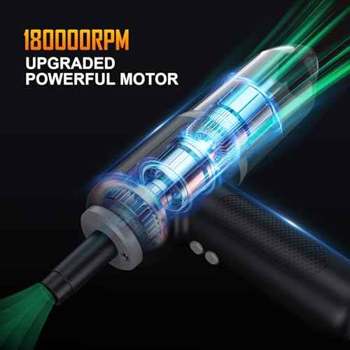 Compressed air Duster, Yomile 2 in 1 180000RPM Cordless Air Duster with Mini Car Vacuum, 9000mAh Battery Dust Blower for Keyboard Cleaner,Rechargeable Air Blower AIC Can for Office Computers
