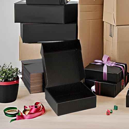 Small Shipping Boxes 12x9x3 Inches ? Black Corrugated Cardboard Boxes (20-Pack) for Mailing, Packing, Small Business & Gift Packaging - Recyclable & Sturdy
