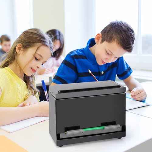 Stainless Steel Pencil Dispenser/Pen Holder for Classroom Home Restaurant for Bulk Pencils Storage/Unwrapped Drinking Straws Storage (Black)