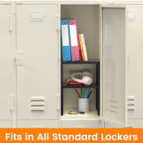 LIDTOP Adjustable Black Metal Locker Shelf Organizer for School, Office & Gym Lockers