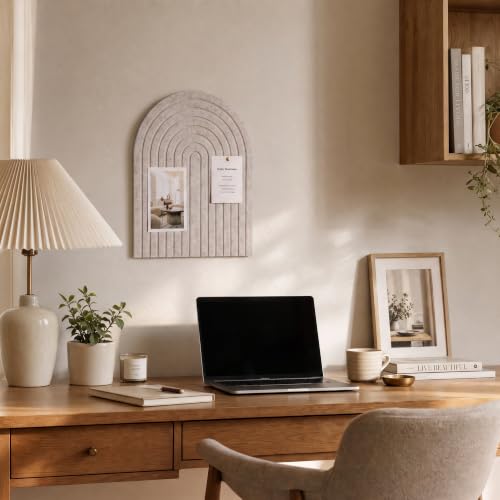 Beige Large Arched Felt Bulletin Board - Cork Board Alternative for Office & Home