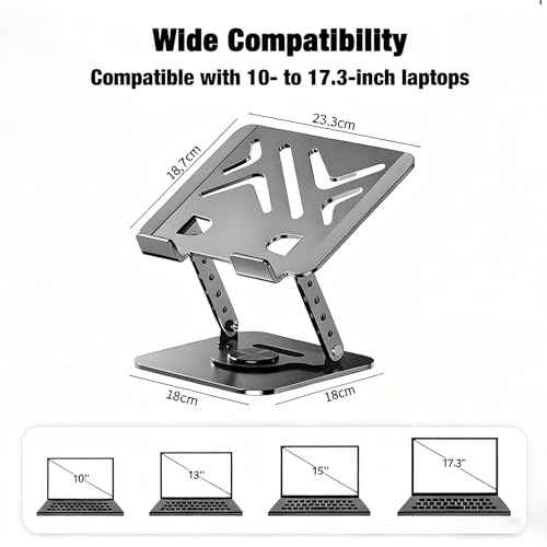 Laptop Stand, Laptop Stand for Desk with 360¡Æ Rotating Base, Ergonomic Laptop Riser for Desk with Adjustable Height, Heat Dissipation, Fits with All Laptops 10-17.3"