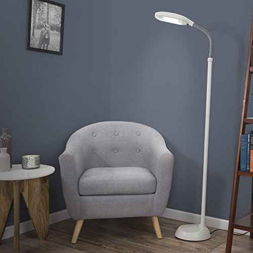 Lavish Home Floor Lamp - Full Spectrum Natural Sunlight Lamp with Bendable Neck - Reading, Craft, Studying, and Esthetician Light (Beige)