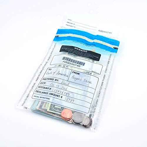 Clear Deposit Bags, Tamper-Evident Bags, Security Bank Pocket, 6 x 9 Inches (200)
