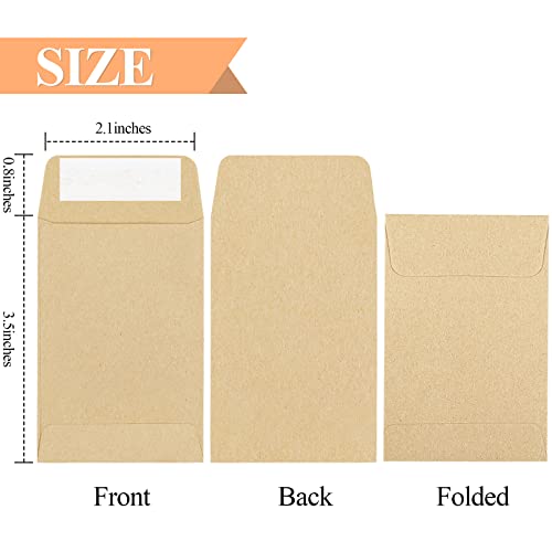 Joyberg One Size Coin Envelopes 2.35x3.5 inch Brown Kraft Small Seed Packets