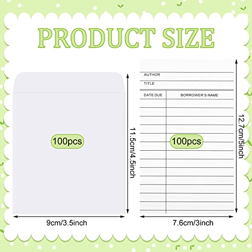 Eaasty 200 Pcs Library Card Envelopes and Pocket Set White Self-Adhesive