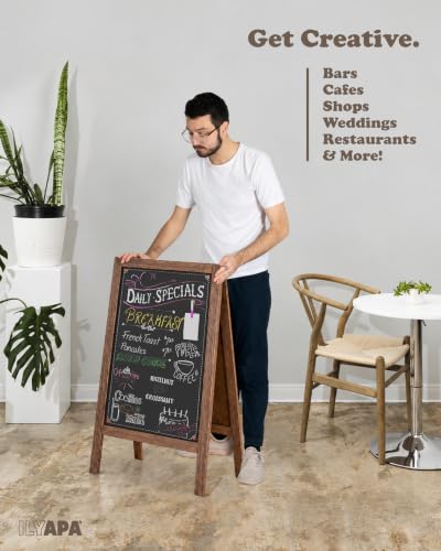Ilyapa Rustic Natural Wood A Frame Chalk Board Sign 40x20 Inch Outdoor Sandwich Sign