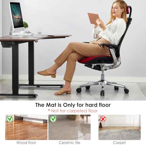 Clear PVC Office Chair Mat - Stronger & Durable Desk Chair Mat for Hardwood Floor, Non-Slip Floor Protector for Office Chair Casters, Desk Mat for Desk (Clear for Hardwood, 30X48IN Rectang)