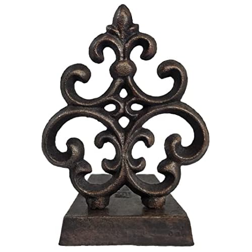 Lulu Decor, Cast Iron Fleur De Lis Door Stop, Door Stopper in Antique Black Finish, Beautiful and Useful Product (1 Piece)