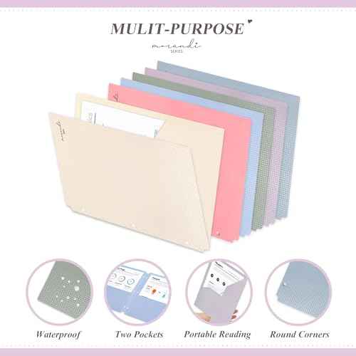 H4D Plastic Folders with Pockets, Fit for 3 Ring Binder, Letter Size, Pastel Colors, 6 Pack