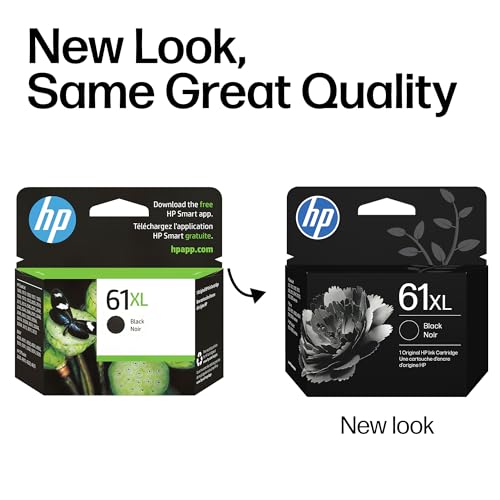 HP 61XL High-Yield Black Ink Cartridge - 360 Pages for DeskJet, Envy, OfficeJet Printers