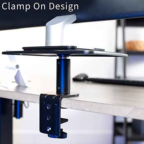 VIVO Clamp-On Universal Height Adjustable Ergonomic Computer Monitor and Laptop Riser, Tabletop Desk Stand, C-Clamp Design, Black, STAND-V000SCB