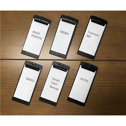 Plastic Clipboard, for Memo Menu Credit Card Receipt, 4x9in, Black (12-Pack)