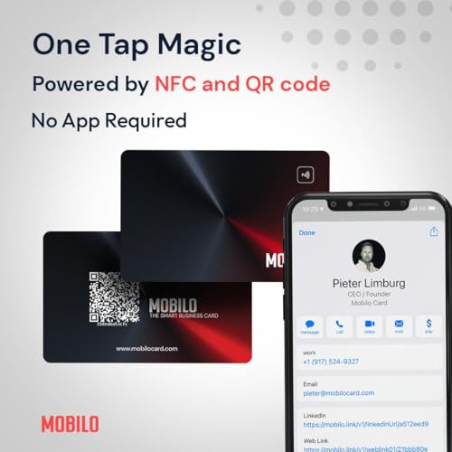 Digital Business Card - Tap, Share, Connect - No App Required - Android & Smart Phone - Black Metal Card
