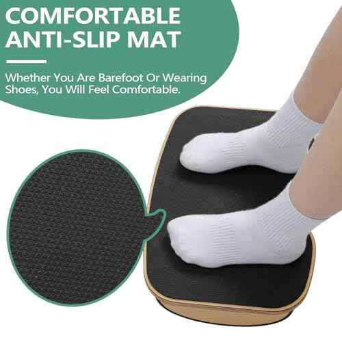 Wood Foot Stools for Under Office Desk,Ergonomic Rocking Footrest with All-Non-Slip Mat,Foot Rest for Under Desk at Work,Feet Support Leg Under Stools Footrest for Home Office Gaming