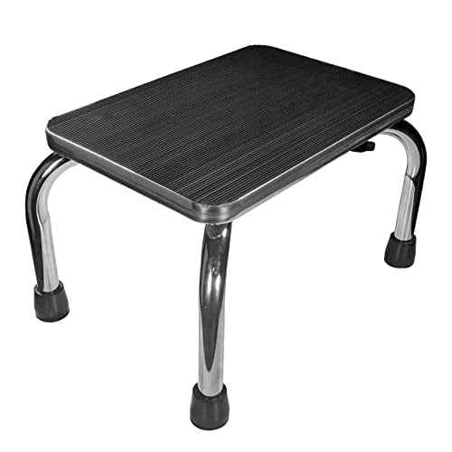 PCP Medical Step Stool with Non Slip Ribbed Rubber Platform, Lightweight Footstool for Seniors and Patients, Chrome