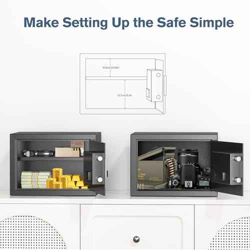 Safe for Home, 0.6 Cubic Feet Safety Box, Lock Box for Money, Jewelry, Documents and Guns, Digital Security Safe for Office, Hotel and Personal Use, 13.8"W x 9.8"D x 9.8"H