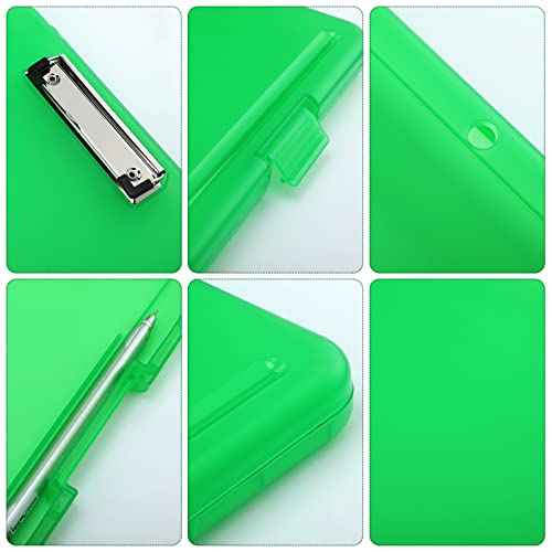 Teling 12 Pack Clipboard with Storage Bulk A4 Plastic Translucent Storage Clipboards Nursing Letter Foldable Clip Board with Low Profile Clip for School, Office for Student Teacher Nurse