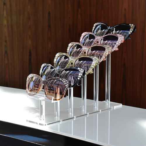MOOCA 3 Pcs Set, Premium Acrylic Eyeglass Holder Stand, Sunglasses Orgaznizer, Sunglass Holder, Eyeglass Display, Eyewear Rack, Glass Display, 8 in H