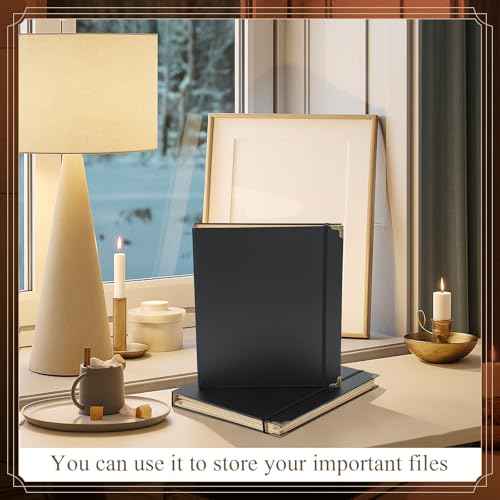 Marspark 3 Rings Folio Important Document Organizer with Labels, Family Document Organizer Binder, Expanding File Folder for Important Papers, Letters, Birth Certificates, Photos, Passports, Black
