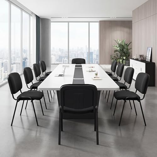 DM Furniture Stackable Office Guest Chairs – Black Mesh, Set of 5, Armless, Padded Back & Seat