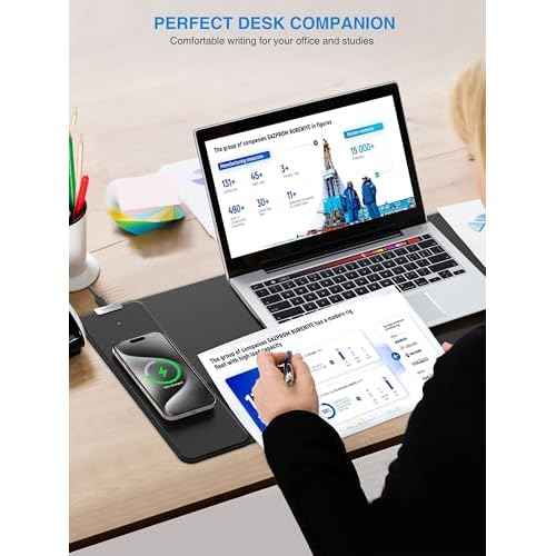 TopMade Wireless Charging Mouse Pad, Gaming Mousepad with Ultra-Smooth Surface, Non-Slip Base, Waterproof Computer Desk Pad, 31.5"x11.81" XL Large Desk Mat for MacBook, PC, Laptop