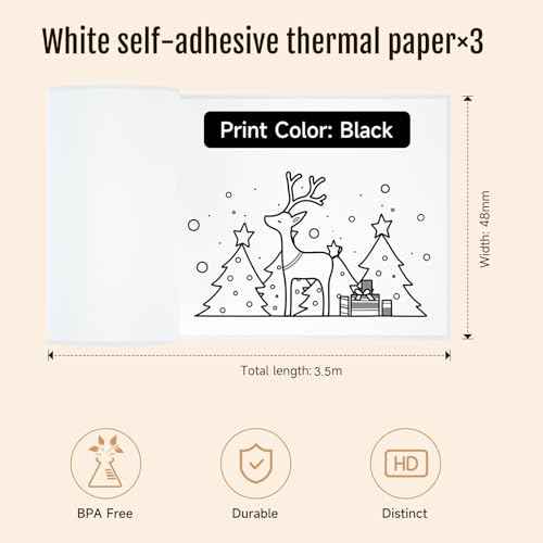 iDPRT Mini Thermal Sticker Paper - (57x29mm, 3.5m/Roll) for Instant Cameras Sticker Printer S1- Refill for Kids' Pocket Printer, Mini Photo Printer Labels, for Photos, to-do Lists, 3 Rolls