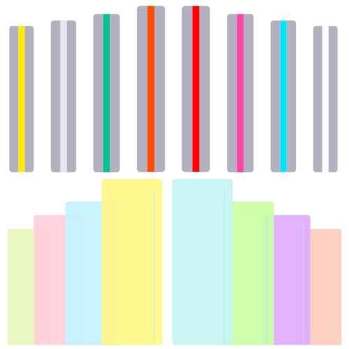 16 Pcs Guided Reading Highlight Strips, Colored Overlays Bookmarks Highlight Strips Overlays Reading Bookmark Readings Line Guiding for Reduce Visual Stress(2 Styles, 8 Colors Each)