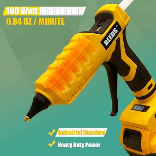 BLEDS 100W Cordless Glue Gun for Dewalt 20V Battery, LED Digital Temperature Adjustable 212-392¡ÆF, High Output Handheld Power Full Size Heavy Duty Hot Glue Gun with 10 Glue Sticks, Tool only