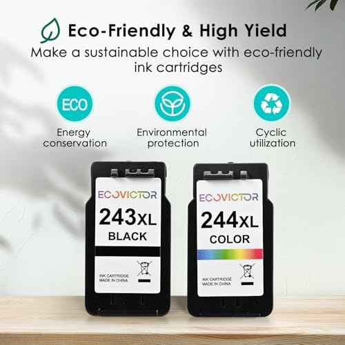 Eco-Friendly Ink Cartridge Replacement for Canon 243 244 243XL 244XL PG-243 CL-244 Black and Color 2 Pack Compatible for TR4520 MG2522 TR4522 TS3320 TS3120 TS202 MX492 MG2922 MG3020 Printer