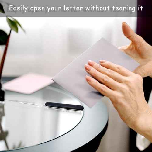 4 Pack Office Letter Opener, Stainless Steel Knife-Edge Blade Envelope Openers, Lightweight Mail Slitter with Ergonomic Grip Handle for Home and Office Use, Mixed Colors