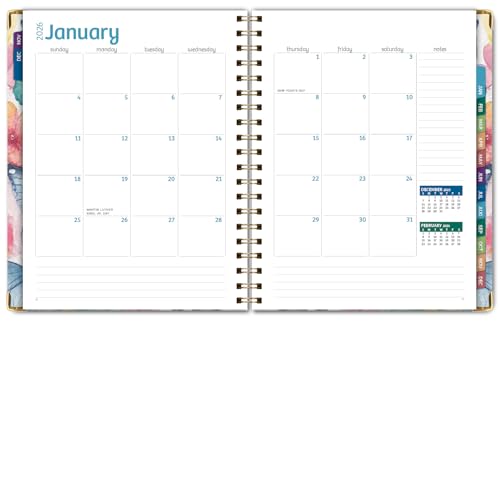 HARDCOVER 2026 Planner, 8.5"x11": 14 Months (November 2025 - December 2026), Daily Weekly Monthly Planner, Yearly Agenda, Bookmark, Pocket Folder and Sticky Note Set (Watercolor Butterflies)