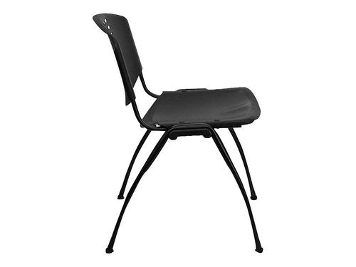 Flash Furniture HERCULES Series 880 lb. Capacity Black Plastic Stack Chair with Oval Cutout Back and Black Frame