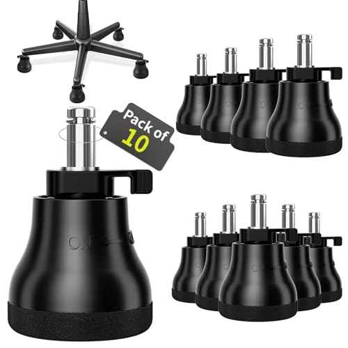 RCHYFEED 10 Pcs Bell Glides Replacement Office Chair Wheels- Chair Desk Swivel Caster Wheels to Fixed Stationary Castors for Hardwood Floors,Switch Between Wheel Glide and Stopper,On/Off Setting