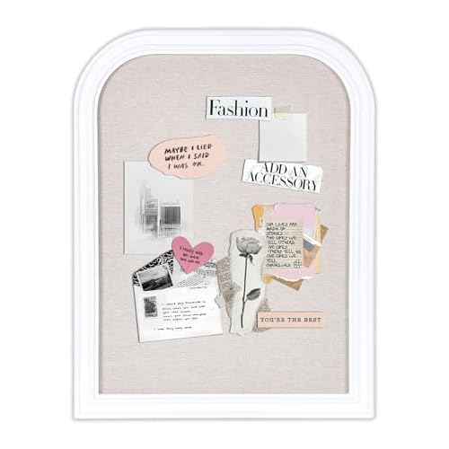 Bulletin Board with Linen, 17x13 inches Bulletin Board with White Wood Style Frame, Decorative Hanging Pin Board Vision Board Message Board for Office School Home Decor(2R&2S,L-4333,1p)