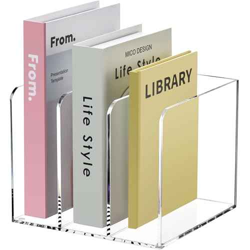 Acrylic Magazine Holder,Clear Desk Organizer with 3 Vertical Compartments,Magazine File Holder Sorter Rack Workspace Organizers for Home Office & Classroom(B5)