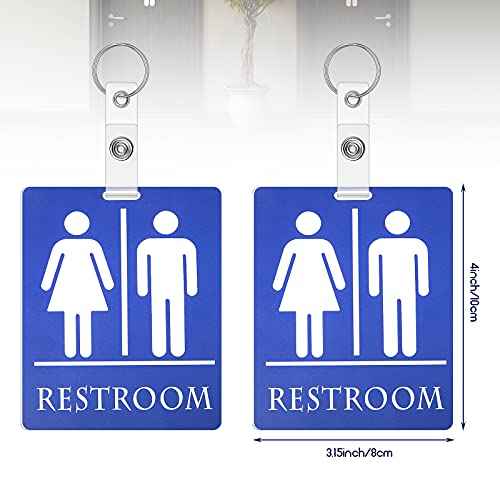 Unisex Bathroom Pass Keychains Restroom Hall Pass Key Tag Bathroom Tag with Key Holder Keychain Large Hall Passes for Classroom Office Family Restaurant Toilet Gas Station (2 Pcs)