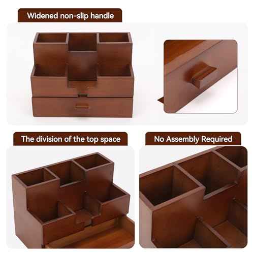 Bamboo Desk Organizer Makeup Storage Drawer Pen Organizer with Drawer bamboo for desk Pencil Holder for Desk
