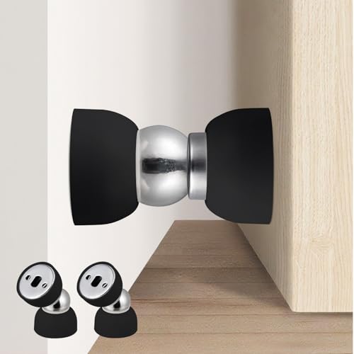 TOPTAKE Black Magnetic Door Stopper, 2-Pack Stainless Steel Heavy-Duty Door Holder