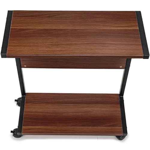 PC Stand Computer Tower Stand, 2-Tier CPU Holder with Locking Caster Wheels Suitable for Most PC, Vintage Wood Rolling Computer Cart for Under Desk