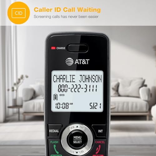 AT&T Black 3-Handset Landline Phone with Call Blocker & Caller ID, DECT 6.0