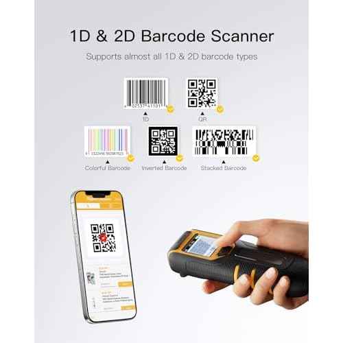 Inateck Barcode Scanner Wireless,Portable Bluetooth Barcode Scanner with Screen,1D 2D QR Code Scanner Kabellos 2.4GHz,Handscanner with APP and SDK, BCST-47