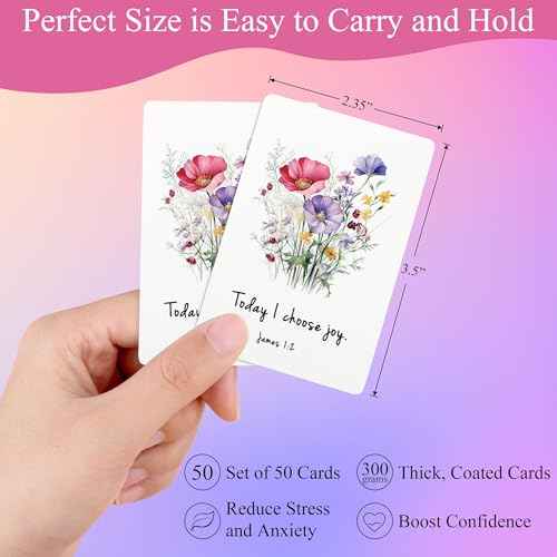 JoycuFF Affirmation Cards for Women, Prayer Cards Bible Verse Scripture 50 Daily Positive Affirmations & Meditation Mindfulness Empowerment Gifts