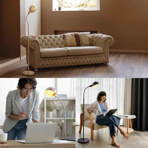 O'Bright Nova - Adjustable Floor Lamp with Flexible Gooseneck and Rotatable Shade, E26 Socket, 10-Inch Base - Ideal for Reading, Bedside, Living Room, Black